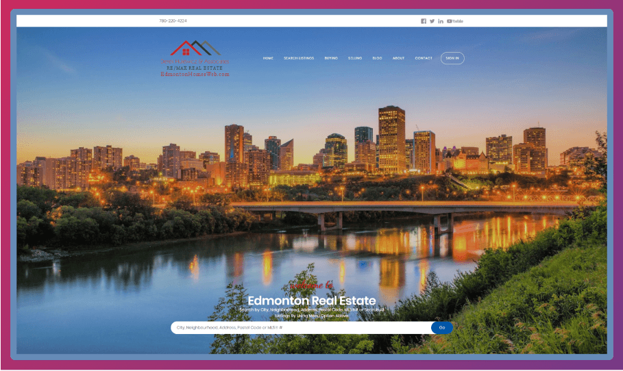 A screenshot of the Edmonton Real Estate Website