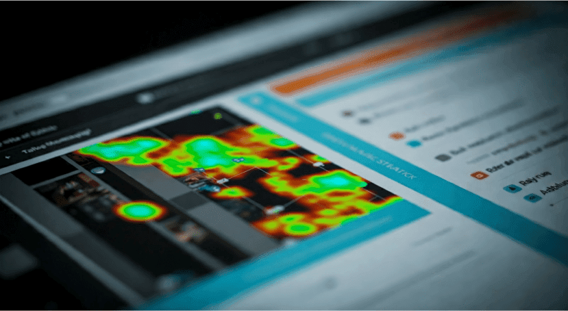 A close-up of a screen display website heatmap information