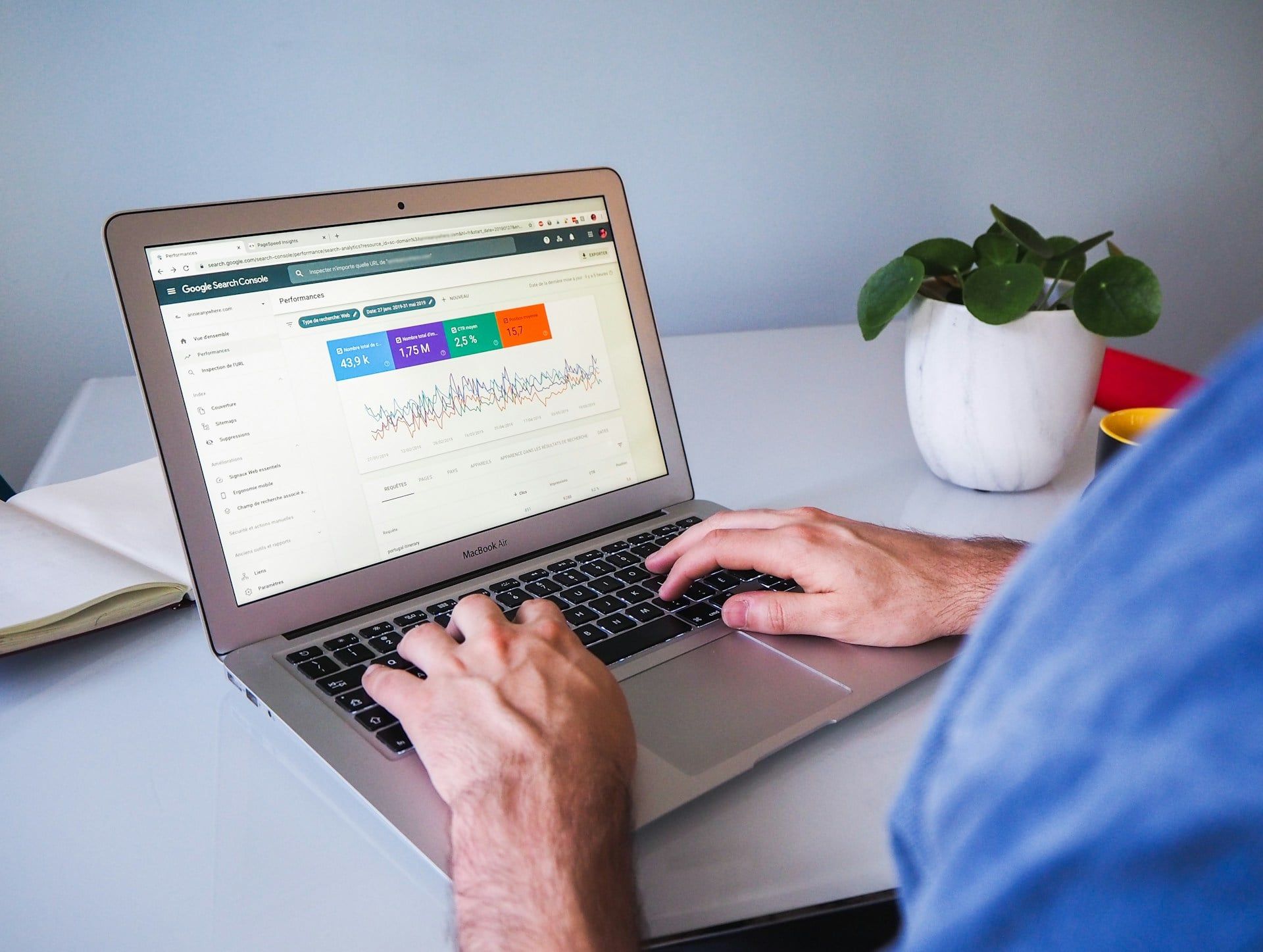 A business owner looking through their Google Search Console data