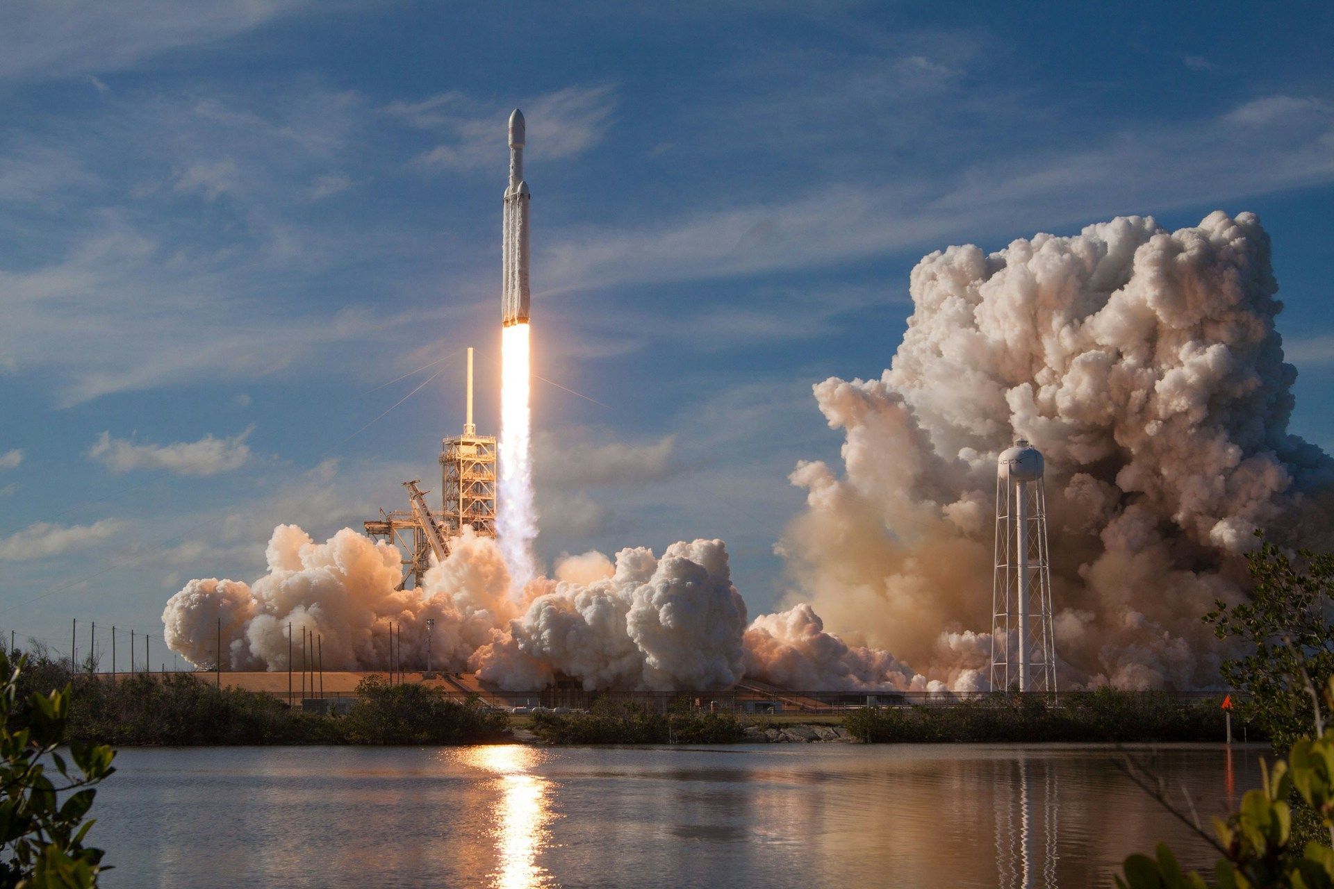  A rocket launching into space, from SpaceX